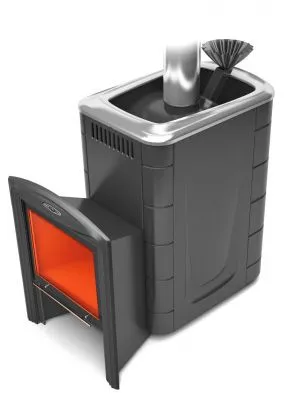 Банная печь Гейзер Супер Inox Витра ЗК антрацит