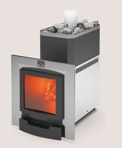 Печь банная Теплодар РУСЬ 18 ЛНЗП ПРОФИ Панорама (1.1) ( двери 16"/обрамления)