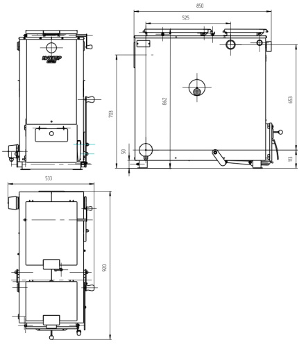 Котел твердотопливный 26кВт Теплодар КУППЕР КАРБО-26