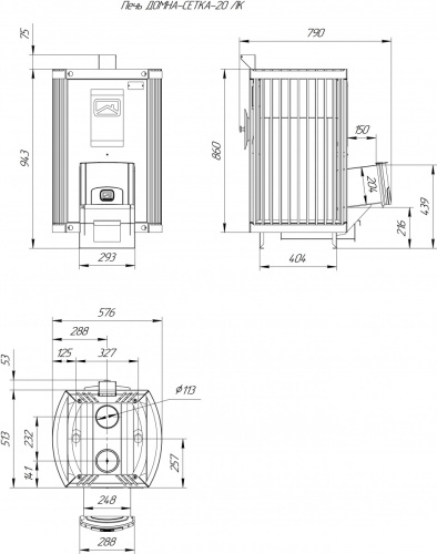 Печь банная Теплодар ДОМНА-СЕТКА-20 ЛК