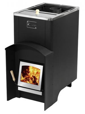 Дровяная печь банная ВУЛКАН Эльбрус 20СБ стекло с баком 25л 8-20 м.куб.