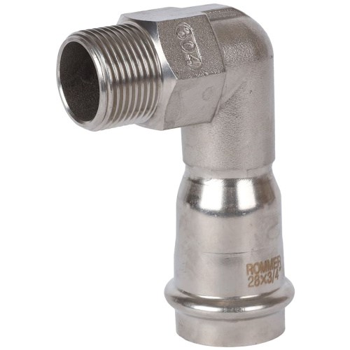 Угольник с резьбой ВПр-НР 28х3/4" пресс, нержавеющая сталь Rommer Угольник с резьбой ВПр-НР 28х3/4" пресс, нержавеющая сталь Rommer