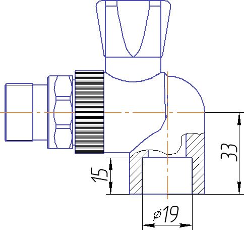Кран разборный угловой Kalde 20x1/2"Н полипропилен 3242-vre-200b00