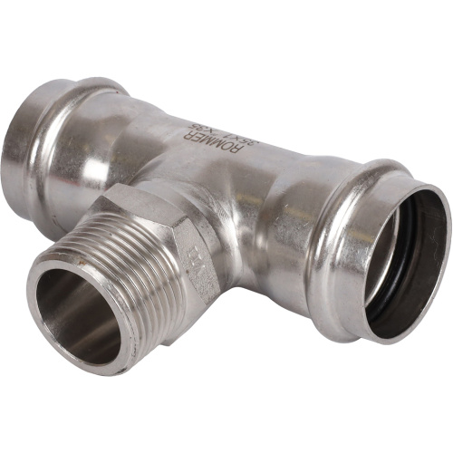 Тройник с резьбой ВПр-НР 35x1"x35 пресс, нержавеющая сталь Rommer Тройник с резьбой ВПр-НР 35x1"x35 пресс, нержавеющая сталь Rommer