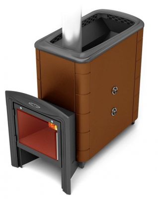 Банная печь Тунгуска XXL 2013 Inox Витра ТО терракота