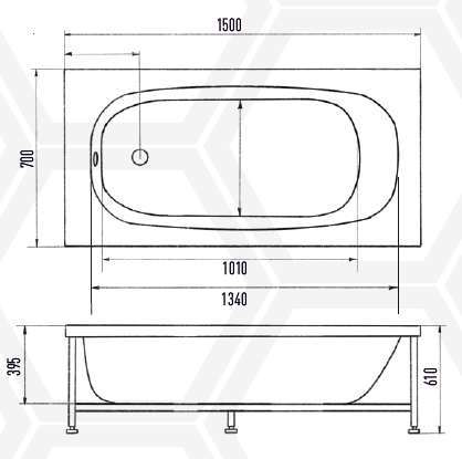 Акриловая ванна Eurolux LAIT 150х70 E1015070017 Акриловая ванна Eurolux LAIT 150х70 E1015070017