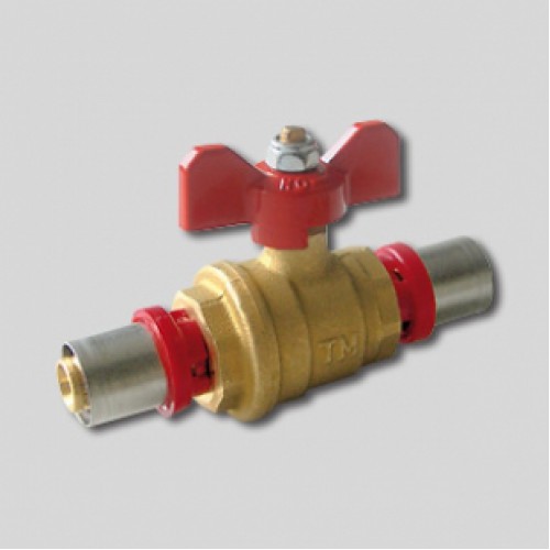 Кран шаровой пресс Tiemme 26x26 бабочка, металлопластик 1680008