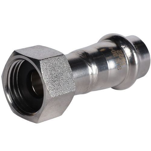 Соединитель с накидной гайкой 15x1/2" пресс, нержавеющая сталь Rommer Соединитель с накидной гайкой 15x1/2" пресс, нержавеющая сталь Rommer