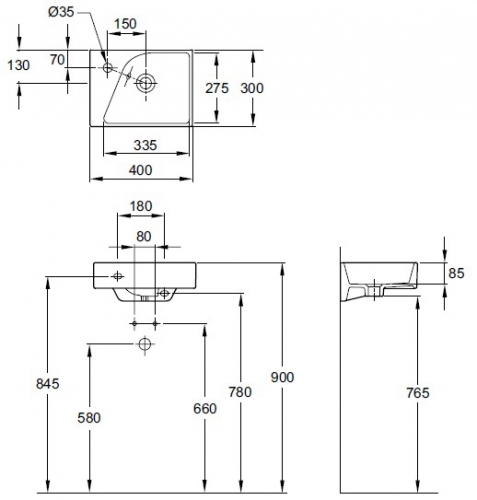 Раковина Jacob Delafon Formilia E4786-00 белый 400х140х300 Раковина Jacob Delafon Formilia E4786-00 белый 400х140х300