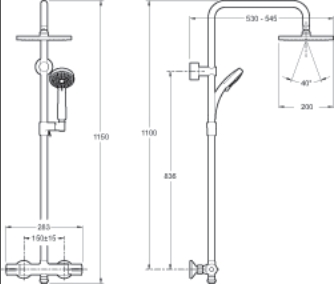 Душевая система Jacob Delafon July E5523-CP с термостатом, хром