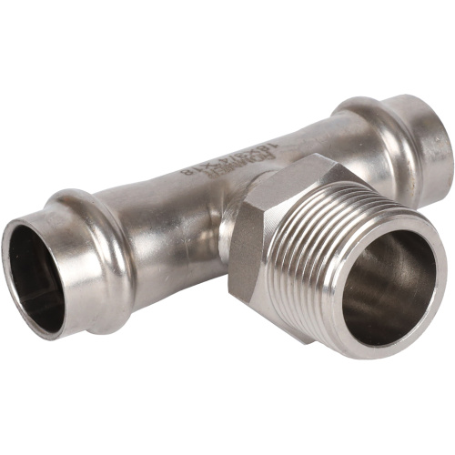Тройник с резьбой ВПр-НР 18x3/4"x18 пресс, нержавеющая сталь Rommer Тройник с резьбой ВПр-НР 18x3/4"x18 пресс, нержавеющая сталь Rommer