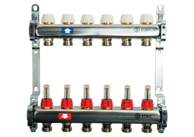 Коллектор отопления STOUT 1"нержа., 5x3/4" с расxодомерами SMS 0917 000005