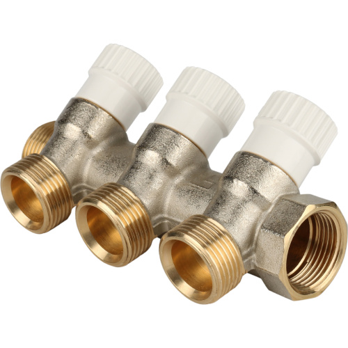 Коллектор 3 выхода STOUT 3/4"x3/4"евроконус с вентилями SMB 6851 343403