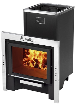 Дровяная печь банная ВУЛКАН Эльбрус 26 панорама 12-26 м.куб.