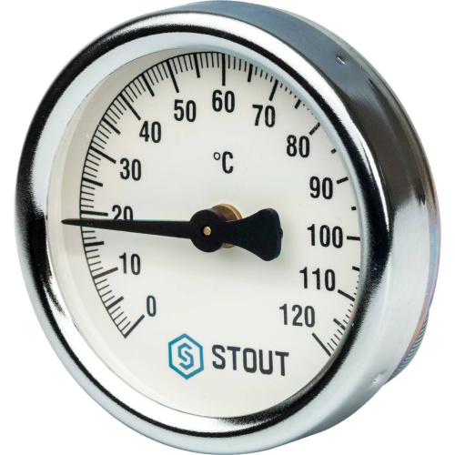 Термометр 63мм, 120°C, 1/2" накладной с пружиной 1"-2" Stout SIM-0004-630015 Термометр 63мм, 120°C, 1/2" накладной с пружиной 1"-2" Stout SIM-0004-630015