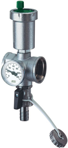 Узел для коллектора 1"ВР воздухоотводчик, термометр 0-80°C слив FAR