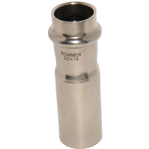 Муфта переходная однораструбная НПр 22x18 пресс, нержавеющая сталь Rommer Муфта переходная однораструбная НПр 22x18 пресс, нержавеющая сталь Rommer