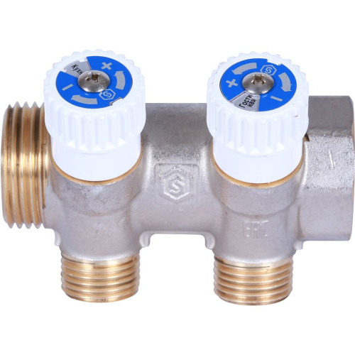 Коллектор 2 выхода STOUT 1"x1/2" плоское уплотнение SMB 6852 011202