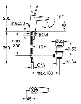 Смеситель для раковины Grohe Eurodisk Joy 23425000 хром, донный клапан Смеситель для раковины Grohe Eurodisk Joy 23425000 хром, донный клапан