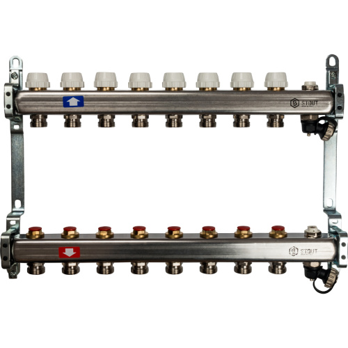 Коллектор отопления STOUT 1"нержа., 8x3/4" без расходомеров, без кранов SMS 0932 000008