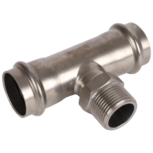Тройник с резьбой ВПр-НР 28x3/4"x28 пресс, нержавеющая сталь Rommer Тройник с резьбой ВПр-НР 28x3/4"x28 пресс, нержавеющая сталь Rommer