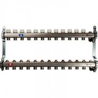 Коллектор Stout из нержавеющей стали без расходомеров, с клапаном вып. воздуха и сливом 12 вых. SMS-0932-000012