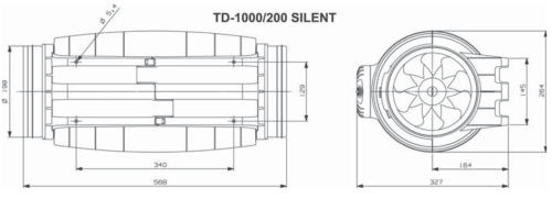 Вентилятор канальный TD-1000/200 SILENT Soler & Palau Вентилятор канальный TD-1000/200 SILENT Soler & Palau