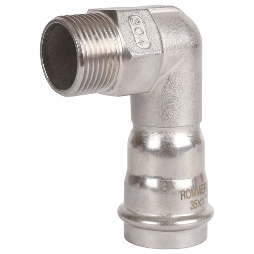 Угольник с резьбой ВПр-НР 35х1" пресс, нержавеющая сталь Rommer Угольник с резьбой ВПр-НР 35х1" пресс, нержавеющая сталь Rommer