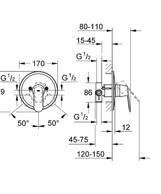 Смеситель для скрытого монтажа Grohe Eurosmart Cosmopolitan 32880000 Хром, комплект готового монтажа Смеситель для скрытого монтажа Grohe Eurosmart Cosmopolitan 32880000 Хром, комплект готового монтажа