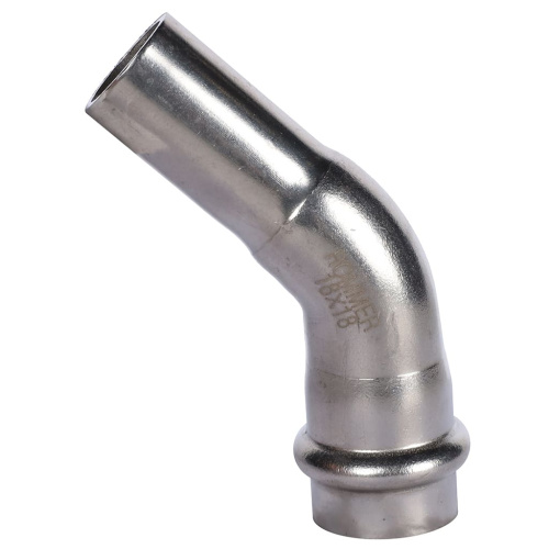 Угольник 45° однораструбный НПр 18x18 пресс, нержавеющая сталь Rommer Угольник 45° однораструбный НПр 18x18 пресс, нержавеющая сталь Rommer