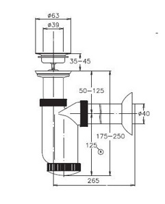 Сифон для писсуара Jika Domino 907300000001 белый, горизонтальный выпуск Сифон для писсуара Jika Domino 907300000001 белый, горизонтальный выпуск