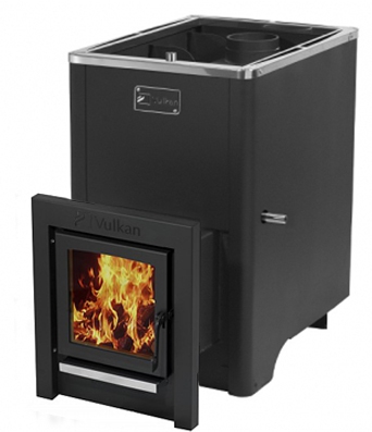 Дровяная печь банная ВУЛКАН Эльбрус 20ССТ стекло с т/о 8-20 м.куб.