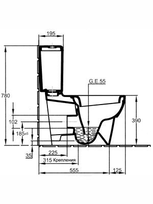Чаша для унитаза-компакта Jacob Delafon Ove 19974W-00 белый 390х780х680 Чаша для унитаза-компакта Jacob Delafon Ove 19974W-00 белый 390х780х680
