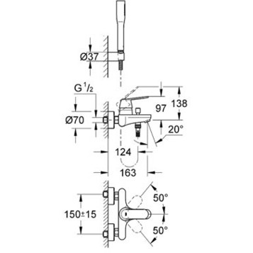 Смеситель для ванны Grohe Eurosmart Cosmopolitan 32832000 Хром, с душем Смеситель для ванны Grohe Eurosmart Cosmopolitan 32832000 Хром, с душем
