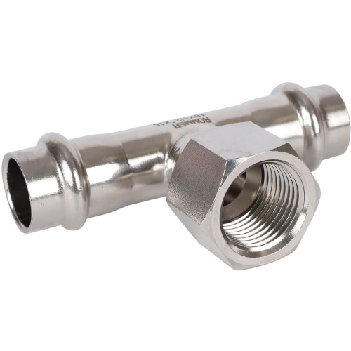 Тройник с резьбой ВПр-ВР 18x1/2"x18 пресс, нержавеющая сталь Rommer Тройник с резьбой ВПр-ВР 18x1/2"x18 пресс, нержавеющая сталь Rommer