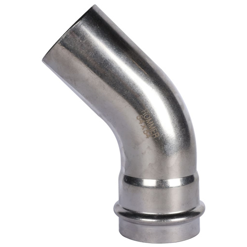 Угольник 45° однораструбный НПр 54x54 пресс, нержавеющая сталь Rommer Угольник 45° однораструбный НПр 54x54 пресс, нержавеющая сталь Rommer