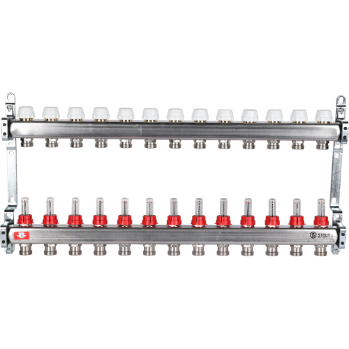Коллектор отопления STOUT 1"нержа., 13x3/4" с расxодомерами SMS 0917 000013
