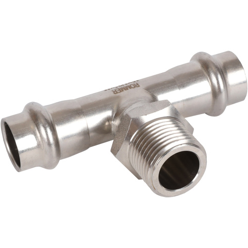 Тройник с резьбой ВПр-НР 15x1/2"x15 пресс, нержавеющая сталь Rommer Тройник с резьбой ВПр-НР 15x1/2"x15 пресс, нержавеющая сталь Rommer