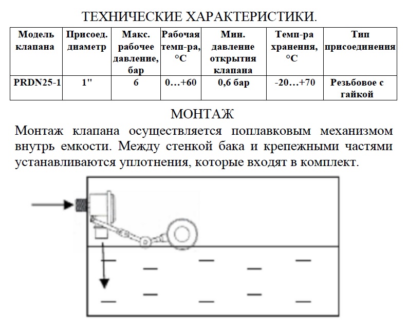 Клапан поплавковый 1" KYDN25C Aquatech Клапан поплавковый 1" KYDN25C Aquatech