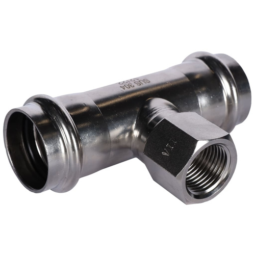 Тройник с резьбой ВПр-ВР 28x1/2"x28 пресс, нержавеющая сталь Rommer Тройник с резьбой ВПр-ВР 28x1/2"x28 пресс, нержавеющая сталь Rommer