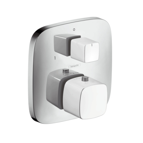 Смеситель для душа Hansgrohe PuraVida 15771400 Белый/Хром, скрытого монтажа, неполный комплект, термостатический Смеситель для душа Hansgrohe PuraVida 15771400 Белый/Хром, скрытого монтажа, неполный комплект, термостатический