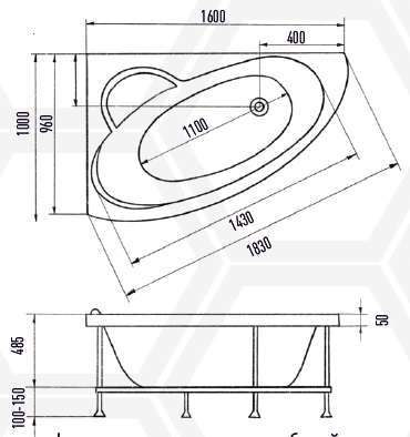 Акриловая ванна Eurolux SPARTA 160x100 E2160100034L