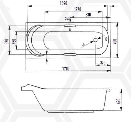 Акриловая ванна Eurolux LAIT 170х70 E1017070018 Акриловая ванна Eurolux LAIT 170х70 E1017070018