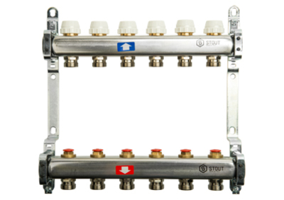 Коллектор отопления STOUT 1"нержа., 5x3/4" без расходомеров SMS 0922 000005