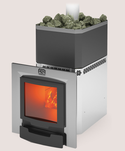 Печь банная Теплодар РУСЬ 27 ЛНЗП ПРОФИ Панорама (1.1) ( двери 16"/обрамления)