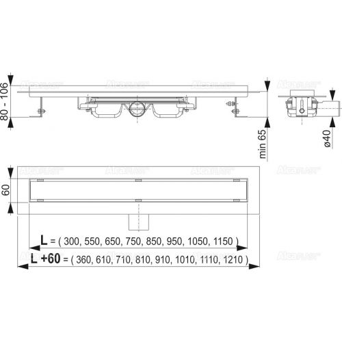 Душевой лоток Alcaplast Professional Low APZ106-550, с порогами для цельной решетки низкий, с горизонтальным сливом, 550 мм Душевой лоток Alcaplast Professional Low APZ106-550, с порогами для цельной решетки низкий, с горизонтальным сливом, 550 мм