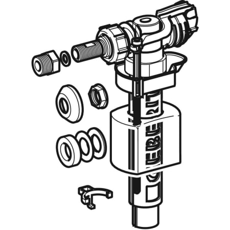 Впускной клапан Geberit тип 380, подвод воды сбоку, 3/8" и 1/2", ниппель из латуни 281.004.00.1 Впускной клапан Geberit тип 380, подвод воды сбоку, 3/8" и 1/2", ниппель из латуни 281.004.00.1