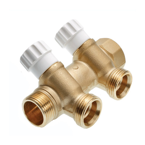 Коллектор 2 выхода 3/4"x3/4"EK TECEflex с вентилями, латунь