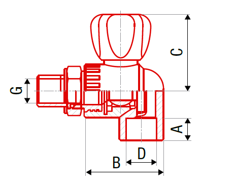 Кран радиаторный угловой FV-plast 20x1/2"Н полипропилен AA290020012