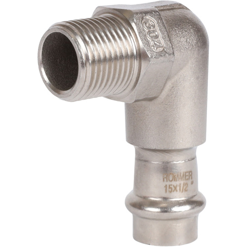 Угольник с резьбой ВПр-НР 15х1/2" пресс, нержавеющая сталь Rommer Угольник с резьбой ВПр-НР 15х1/2" пресс, нержавеющая сталь Rommer